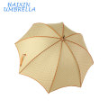 Promotion Beige Color Fashion Design Lotus Leaf Shape Wholesale 8 Rib Piping Straight Women's Umbrella Printed White Dots China